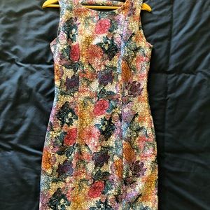 H&M Floral Mini Dress with Back Cutout and Fashionable Zipper Closure, Size 8